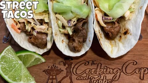 Korean Steak Tacos with Cucumber Ribbons and Slaw | Asian Street Food
