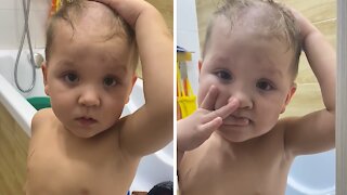 Mischievous Little Boy Caught Shaving His Head