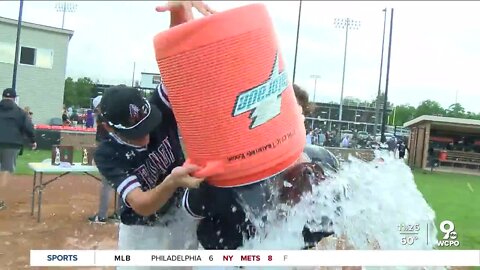 Lebanon wins first-ever district baseball championship, Parker Dillhoff gets Gatorade shower