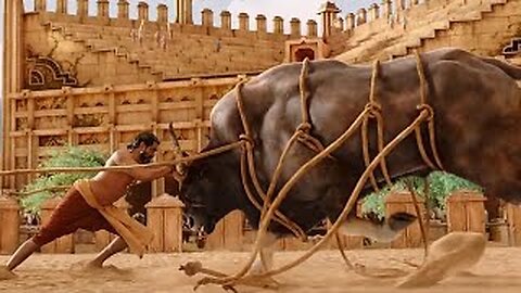 bahubali scene fighting cattle