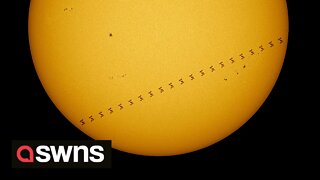 International Space Station is seen transiting the Sun from a UK garden