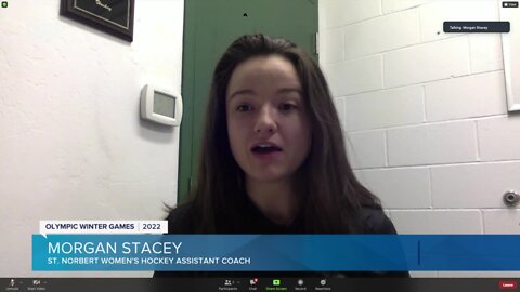 Talking to Morgan Stacey, Asst. coach for St. Norbert women's hockey