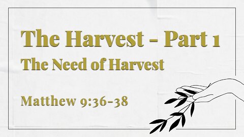 Mar. 13, 2022 - Sunday AM - MESSAGE - The Harvest, Part 1 (Matt. 9:36-38)