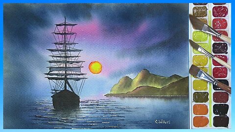 PAINT A TALL SHIP WITH WATERCOLORS