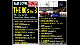 Bass cover THE 80's Vol. 3 (NEW Rearranged) __ Chords, lyrics, MORE