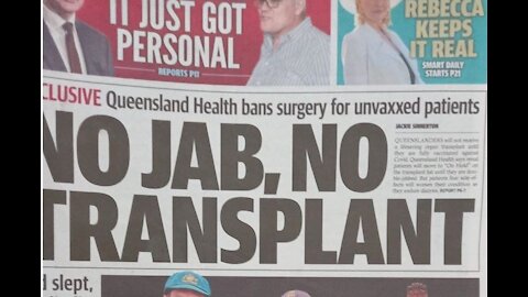 NO VACCINE? NO ORGAN TRANSPLANT! ANNOUNCED BY QUEENSLAND HEALTH