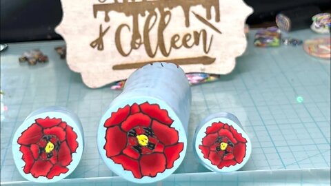 Red Poppy Clay Cane @Artwork By Colleen