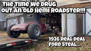 1926 Ford Hemi Roadster T Bucket dragged out of the old shop.