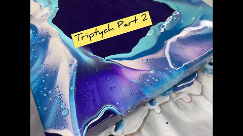 Pearl, Purple and Blue Dutch Pour - Triptych Part 2- Abstract Art - Fluid Art Tutorial