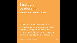 Strategic Leadership INTRODUCTION: Happiness at Work Series