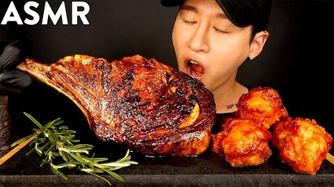 ASMR TOMAHAWK STEAK & BBQ CHICKEN MUKBANG (No Talking) COOKING & EATING SOUNDS Zach Choi ASM