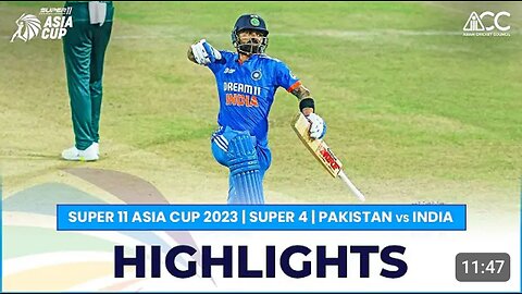 Super11 Asia Cup 2023 | Super 4 Pakistan vs India | Full Match Highlights