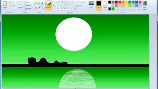 Beautiful Moonlight Scenery Drawing In Ms Paint | How To Draw In Computer Step By Step For Beginners