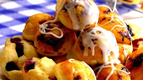 Blueberry Pancake Bites with Lemon Glaze