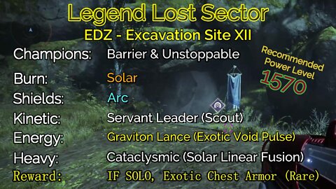 Destiny 2 Legend Lost Sector: EDZ - Excavation Site XII on my Titan 10-5-22