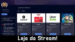 Loja da stream, pontos, moedas, benefícios.