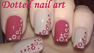 Pale pink & light brown dotting tool nail design