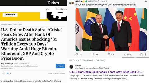 BRICS | Bank of America Issues Warning of a U.S. Dollar Collapse + "U.S. Dollar Death Spiral ‘Crisis’ Fears Grow After Bank Of America Issues Shocking $1 TRILLION Every 100 Days"