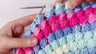 🧶Amazing Puff Knit Stitch