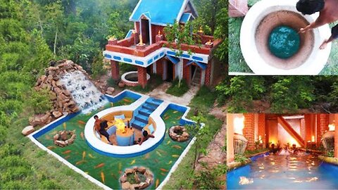 Spent185 Days To Build Awesome Golf Villa, Swimming pool, Aquarium Artificial Waterfall & Waterwell