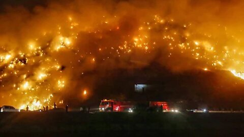 One of the largest landfill catches fire.