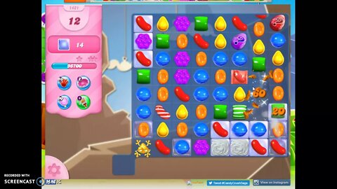 Candy Crush Level 1421 Audio Talkthrough, 1 Star 0 Boosters