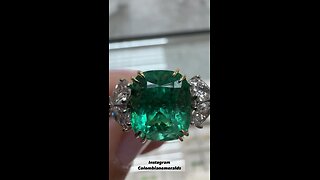 Hand made 5 stone cushion emerald and pear diamond Anniversary statement ring 14K gold