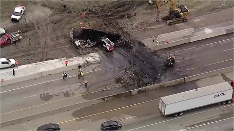 Texas tractor trailer caught fire on major highway