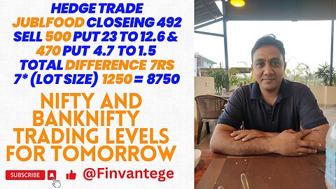 index level nifty and bank nifty for 23 august | Jublfood hedge trade partial tgt hit @Finvantege