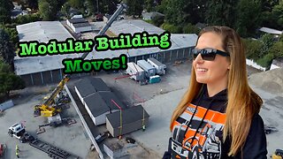Moving Portable Classrooms With a Crane. Trucking and Construction. Modular Moves.