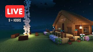 Minecraft Lakeside Cabin with Campfire and Relaxing Music to Sleep or Study | Over 9 Hours