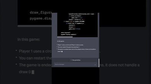 ChatGPT codes a simple Tic Tac Toe game using Python's pygame