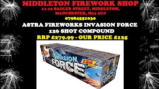 INVASION FORCE 126 SHOT COMPOUND FIREWORK - £125 AT MIDDLETON FIREWORK SHOP - BY ASTRA FIREWORKS
