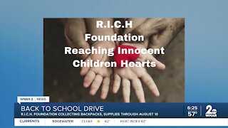 The R.I.C.H. Foundation seeking donations for its back to school drive for Baltimore students