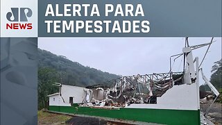 Ciclone causa microexplosão e chuva de granizo no Sul