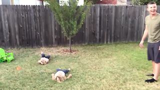 Twin Sisters Try Doing A Cartwheel And Is TOO Cute