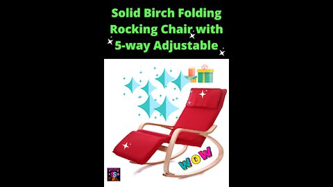 Solid Birch Folding Rocking Chair with 5-way Adjustable