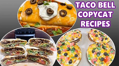 TACO BELL Copycat Recipes, Mexican Pizza, Enchirito, Crunch Wrap. All ground beef easy dinner ideas