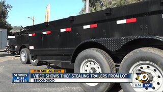 Video shows thief stealing trailers from lot