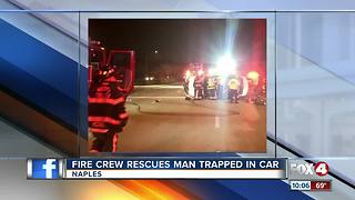 Fire Crews Rescues Man Trapped in Car