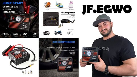 JF.EGWO CAR JUMP STARTER WITH AIR COMPRESSOR | TEST AND REVIEW