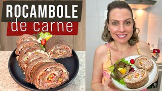 ROCAMBOLE DE CARNE MOÍDA RECHEADO - FAÇA PARA O NATAL