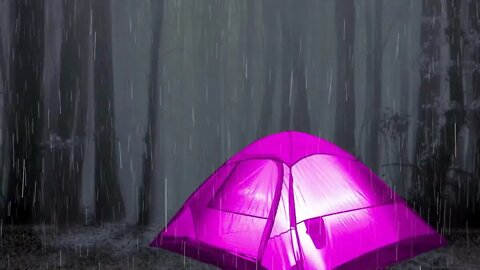 🌧 GENTLE RAIN SOUNDS ON TENT IN THE WINDY FOREST - LIGHTENING FOR RELAXATION AND SLEEP
