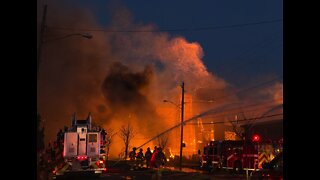 Rocky River Fire Department responding to massive fire