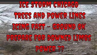 Weather Near Chicago - Ice on trees and power lines & Lots of Rain : 02/22/2023