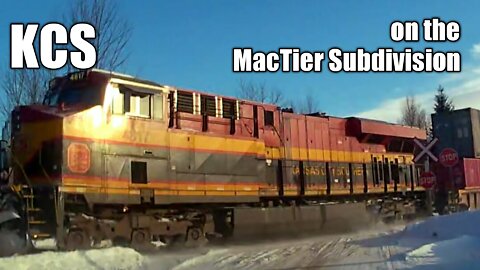 KCS Kansas City Southern 4817 is on CP Rail MacTier Subdivision 8907 N with dpu 8770. Jan. 18, 2022