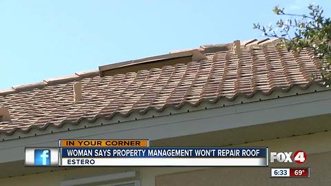 Woman says property management won't fix roof