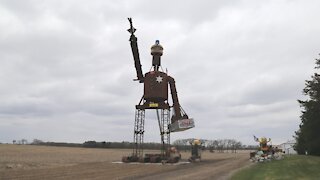 40,000 pound home made statue with a Ronald McDonald Officer Big Mac head in Walworth County