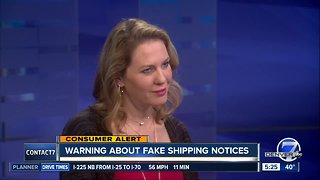 BBB warning about fake shipping notices