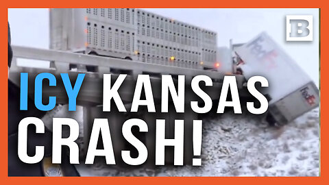 Icy Kansas Crash! Semi-Trailer Hangs Off Frozen Highway Bridge
